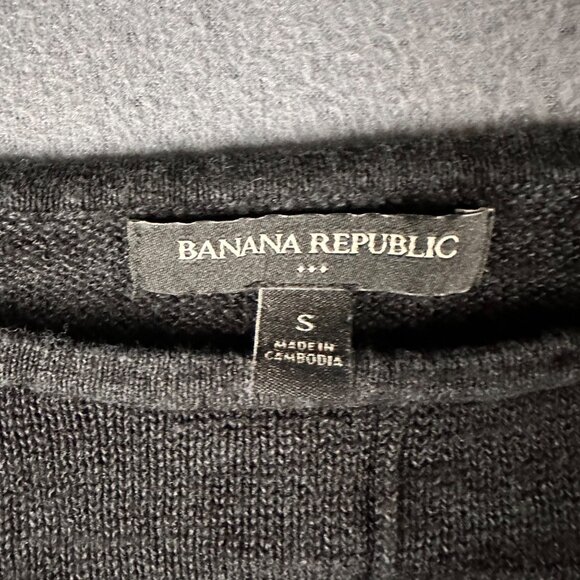 Banana Republic Womens S Black Sweater Crew Neck Ribbed Hem Cuffs Pullover - Picture 3 of 7